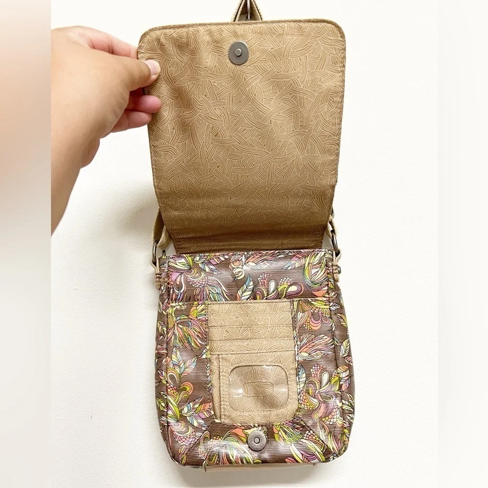 SakRoots Womens Boho Embroidered Detail Faux Leather Small Flap Messenger Bag